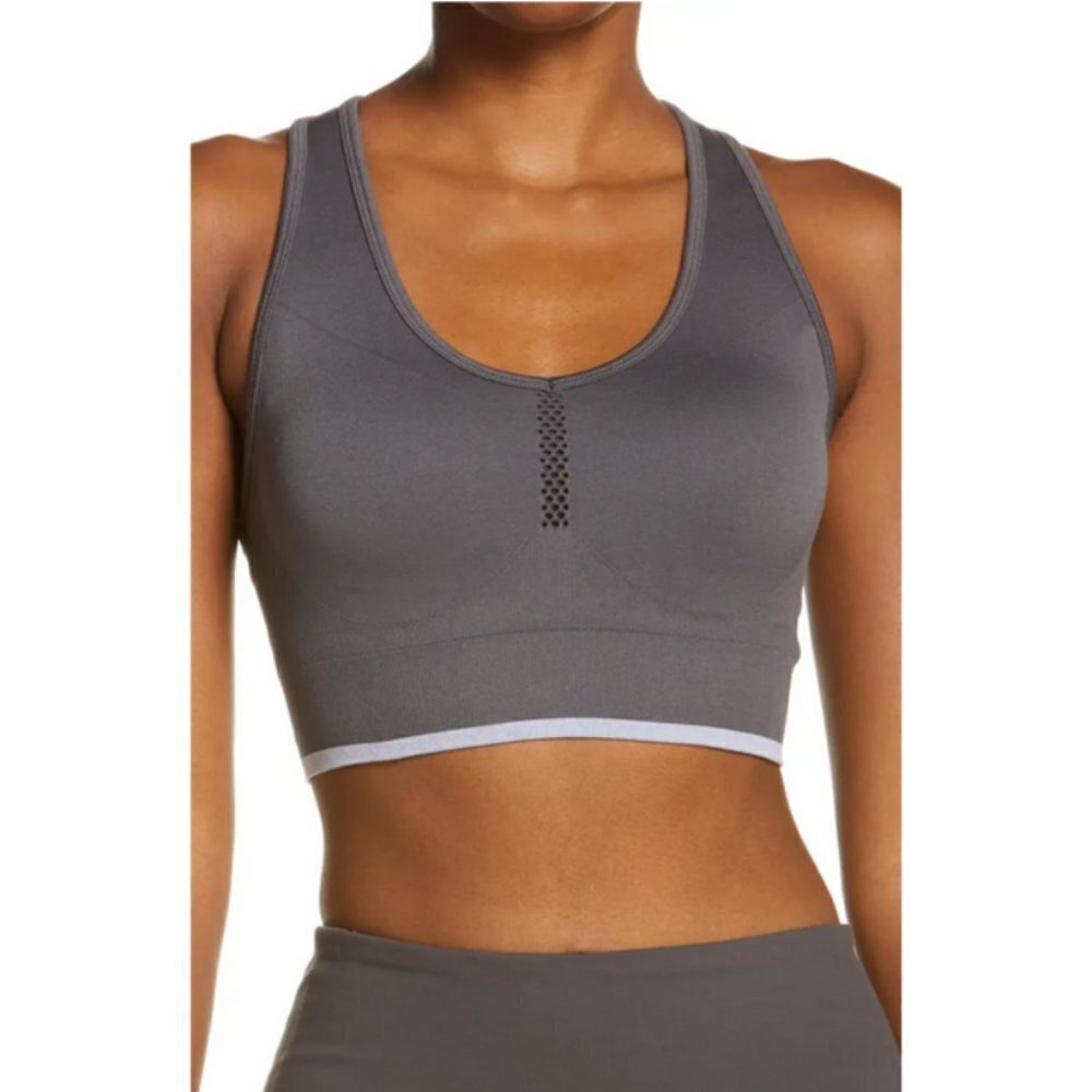 💕ZELLA💕 Pulse Seamless Sports Bra ~ Grey Forged Large L NWT
